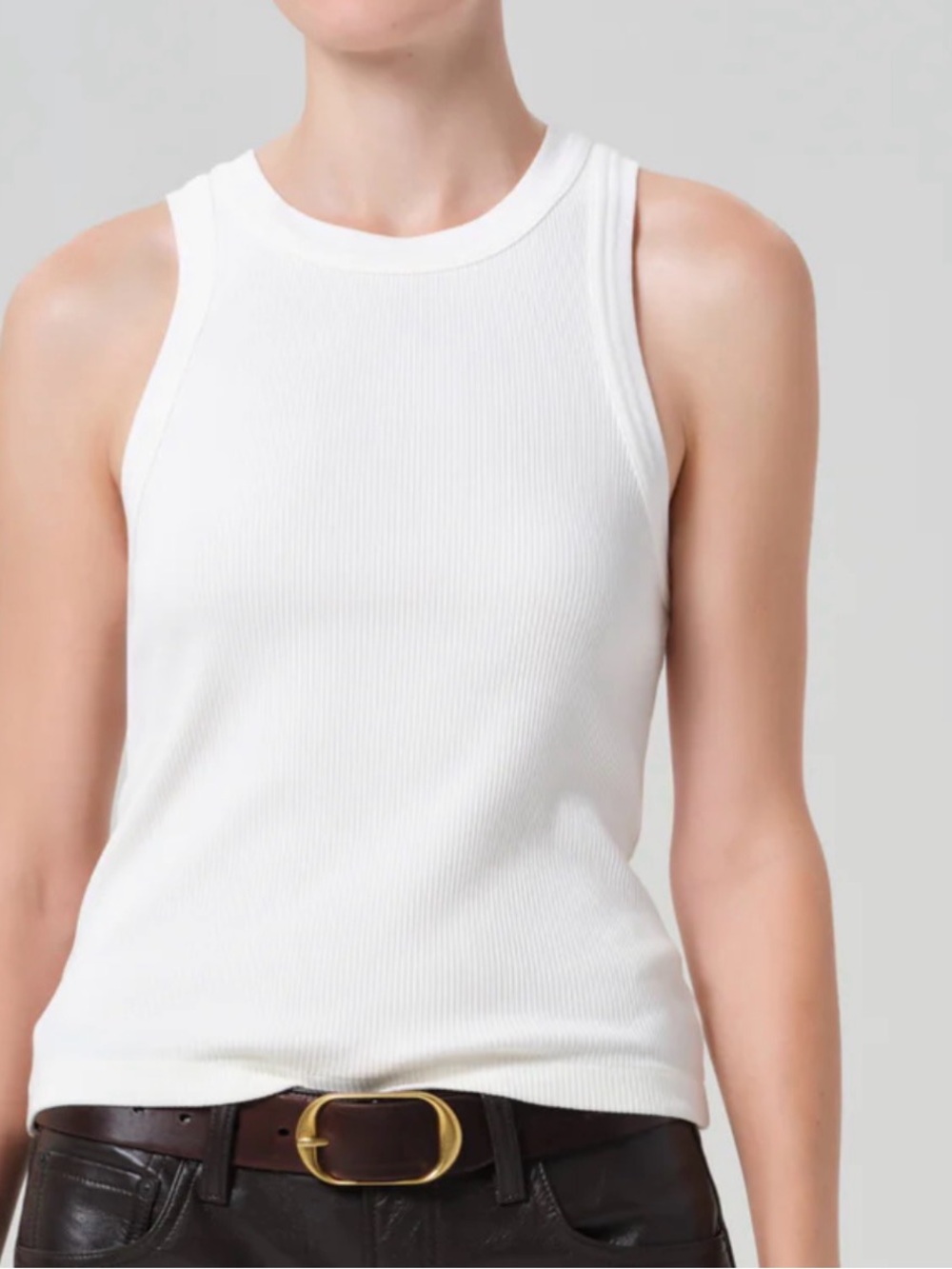 Citizens Of Humanity White Ribbed Muscle Tank M